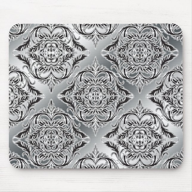 Debonair damastsvart, vit, silver musmatta (Framsidan)
