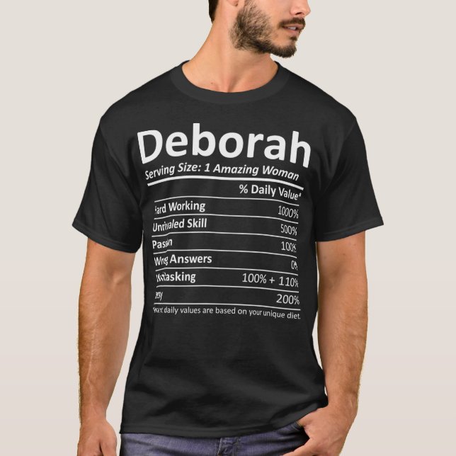 DEBORAH Nutrition Personlig Namn Funny Gift T Shirt (Framsida)