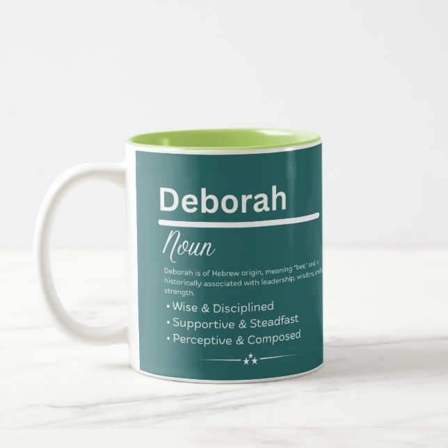 Deborah Personalized Girl Name Meaning Coffee Mug Två-Tonad Mugg (Vänster)
