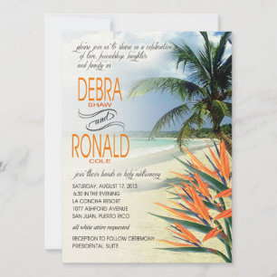 Debra Emerald Vatten Tropical Beach papaya FELT Inbjudningar