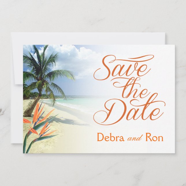 Debra Emerald Waters Beach Save the Date | papaya Spara Datumet (Framsida)