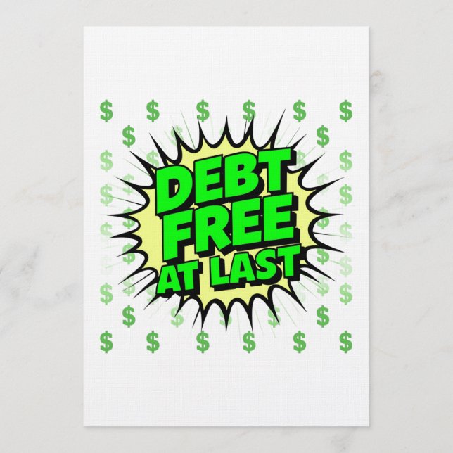 Debt Free At Last Inbjudningar (Framsida)