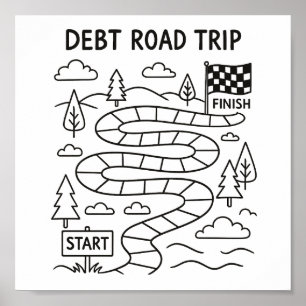 Debt Road Resa Payoff Tracker Coloring Lakan Poster