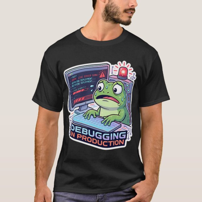 Debugging In Production Groda - Rolig Programmerar T Shirt (Framsida)