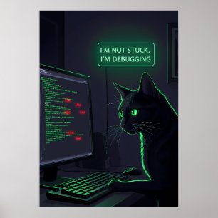 Debugging Katt Programmerare - "Jag är inte fast" Poster
