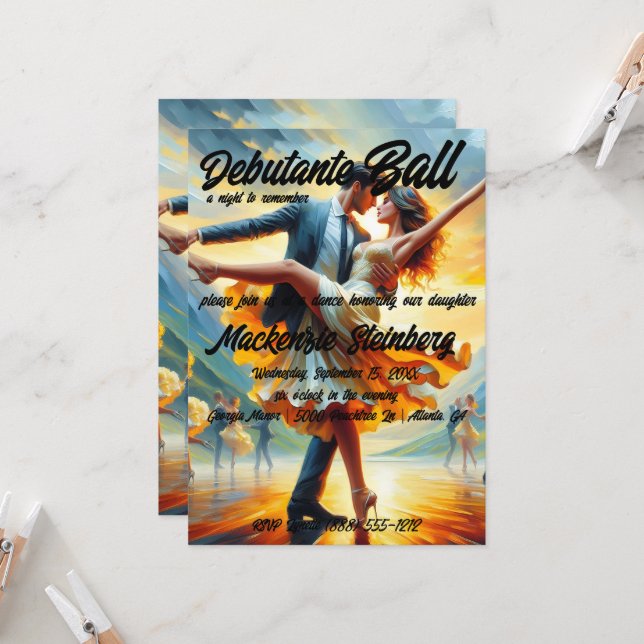 Debutante Boll Cotillion Ballroom Dancing Inbjudningar (Fram/Back In Situ)