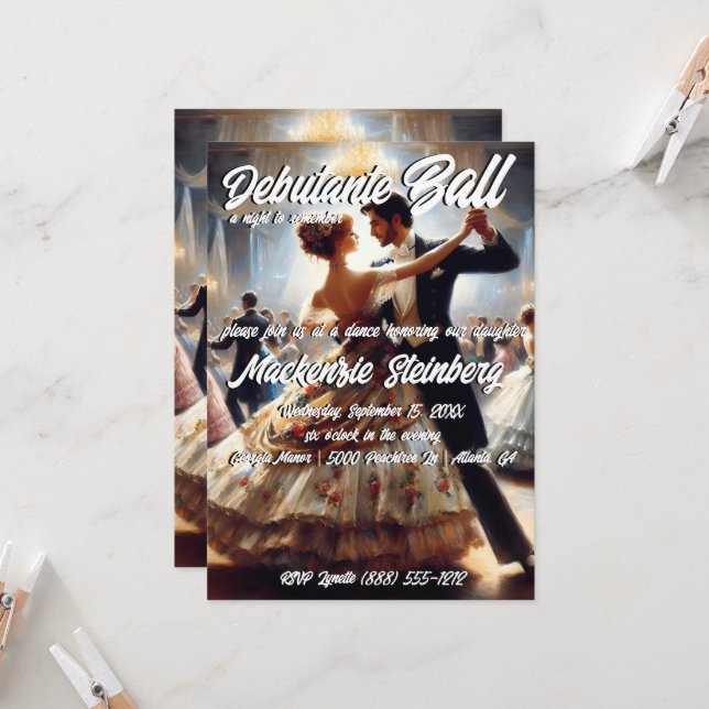 Debutante Boll Cotillion Ballroom Dancing Inbjudningar (Fram/Back In Situ)