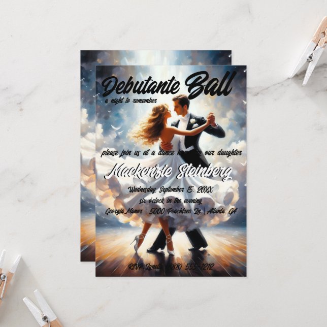 Debutante Boll Cotillion Ballroom Dancing Inbjudningar (Fram/Back In Situ)