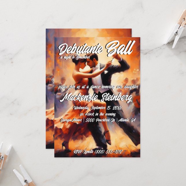 Debutante Boll Cotillion Ballroom Dancing Inbjudningar (Fram/Back In Situ)