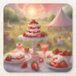 Decadent strawberry shortcake party supplies underlägg papper kvadrat
