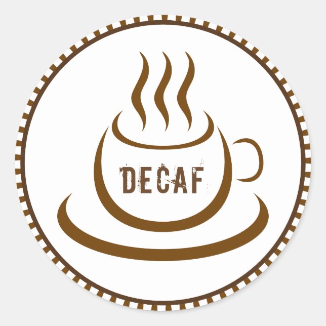 Decaf Coffee Runt Klistermärke (Framsida)