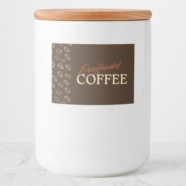 Decaffeinated Coffee Label – Retro Coffee Beans Mat Etiketter (Framsida)