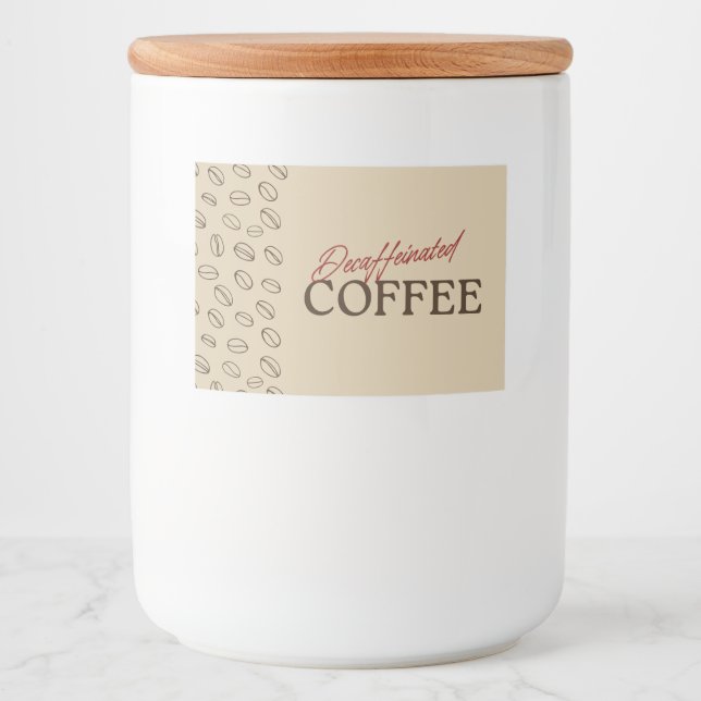 Decaffeinated Coffee Label – Retro Coffee Beans Mat Etiketter (Framsida)