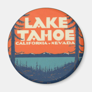 Decal Design sjö Tahoe Vintage resor Magnet
