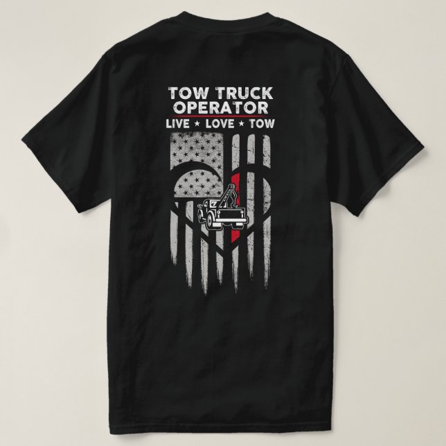 Decal för US Flagga Tow Lastbil operator Decal T Shirt (Design baksida)