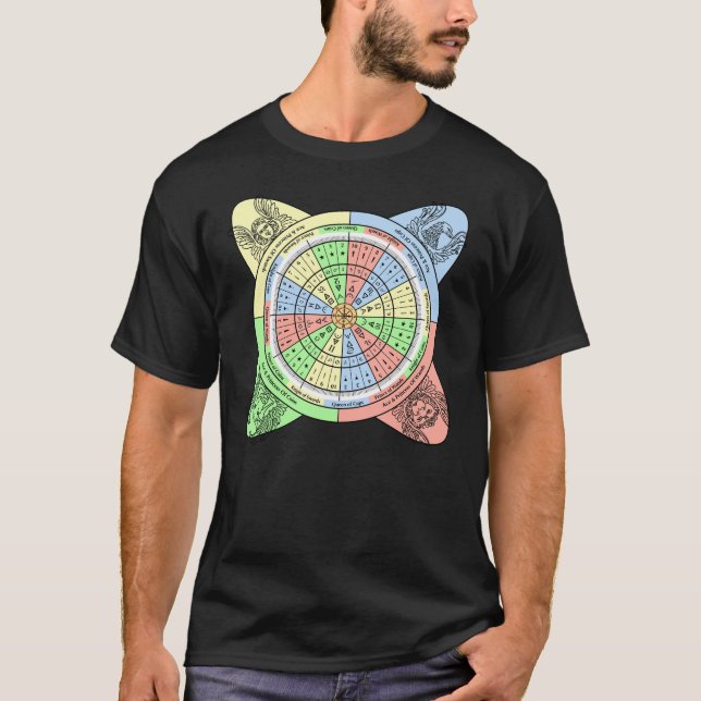 Decan Wheel för Tarot med domstolskort T Shirt (Framsida)