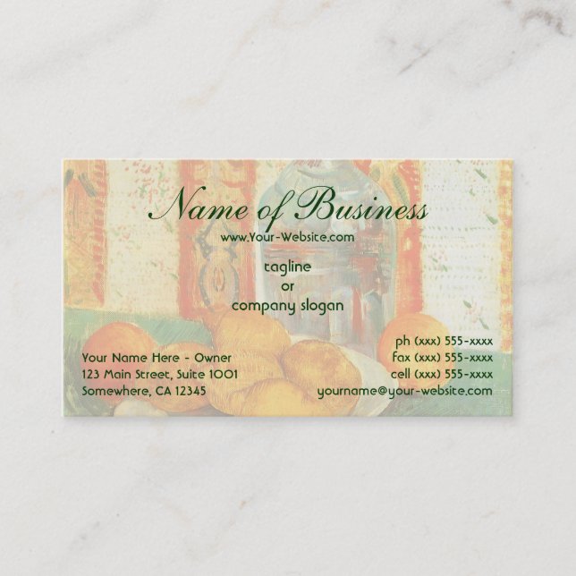 Decanter och Lemons på Plate; Vincent van Gogh Visitkort (Framsida)