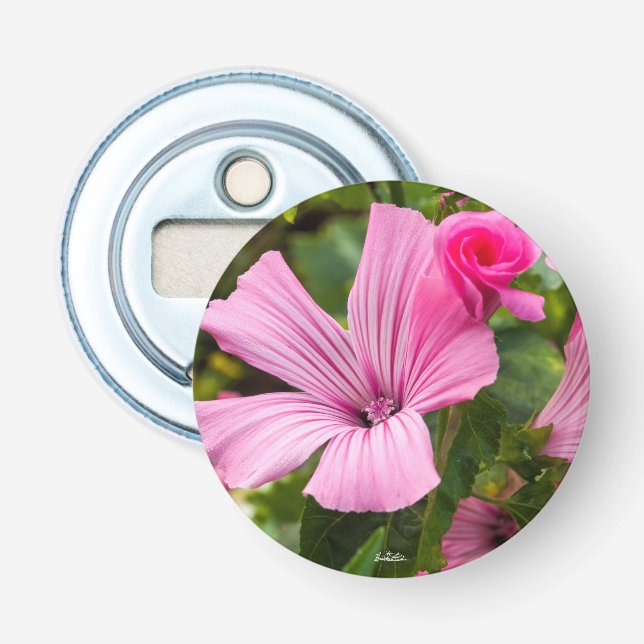 décapsuleur aimanté fleur rose avec la rosée flasköppnare (Framsidan)