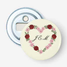 Décapsuleur Cream magnetic with pink and red heart Flasköppnare