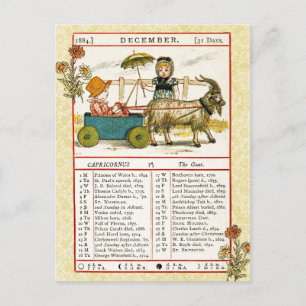 December 1884 Almanac. Capricorn, Goat Vykort