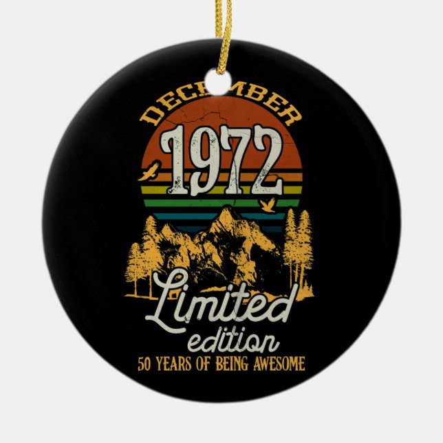 December 1972 Sunset 50 Years Old 50th Birthday Julgransprydnad Keramik (Framsidan)
