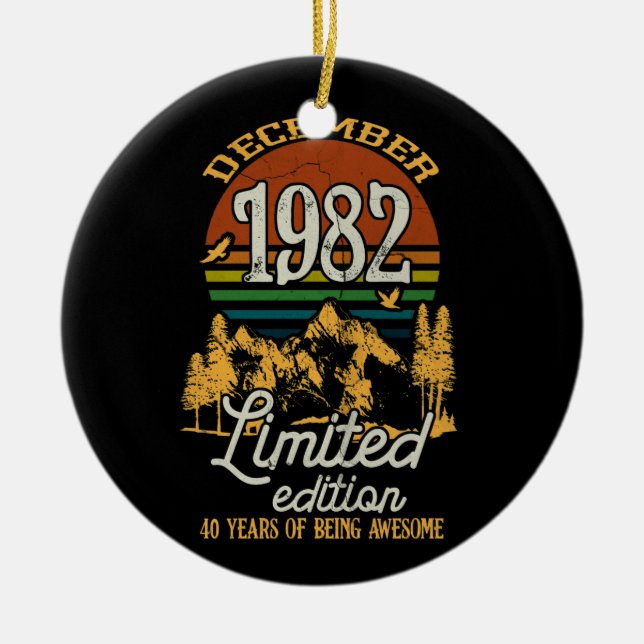 December 1982 Sunset 40 Years Old 40th Birthday Julgransprydnad Keramik (Framsidan)