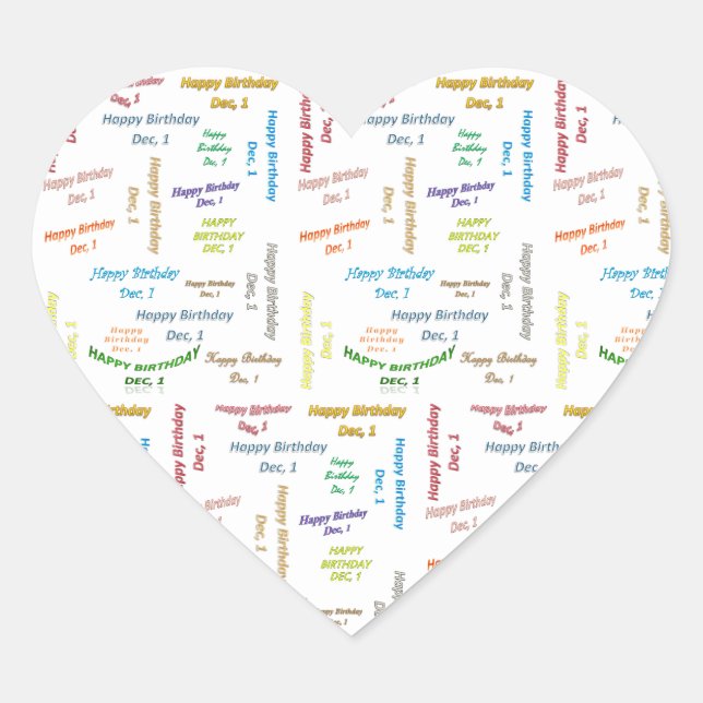 december, 1 födelsedagsetikett hjärtformat klistermärke (Framsida)