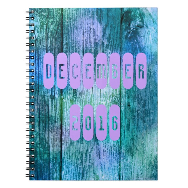 December 2016 Lila Turcoise Month Notebook Anteckningsbok Med Spiral (Framsidan)