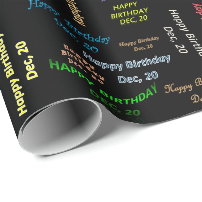 December, 20 Birthday Gift Wrapping Papper Presentpapper (Rullad Hörn)