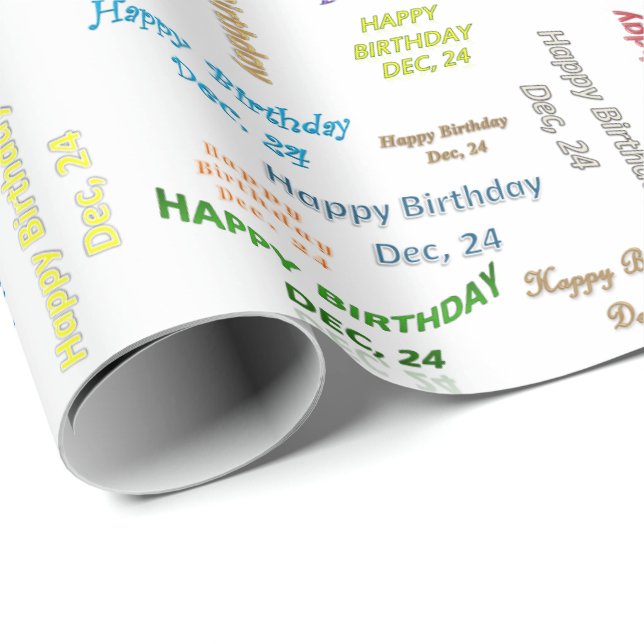 December, 24 Birthday Gift Wrapping Papper Presentpapper (Rullad Hörn)