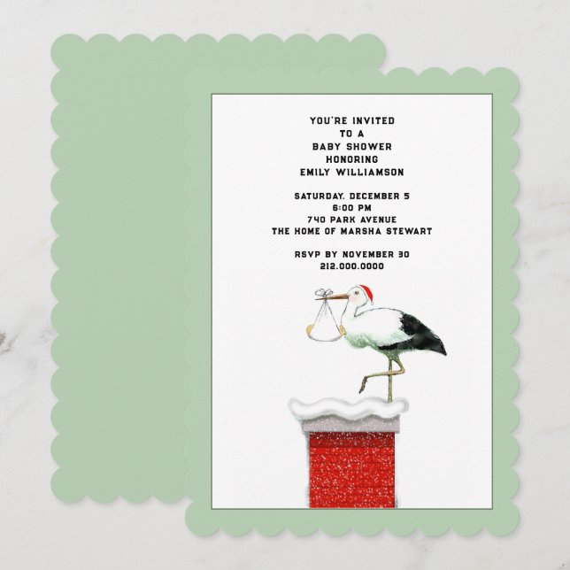 December Baby Shower Inbjudningar (Fram/baksida)