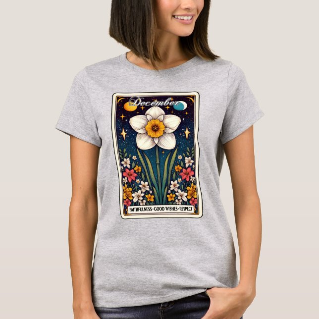 December Birth Month Flower Narcissus T-Shirt (Framsida)
