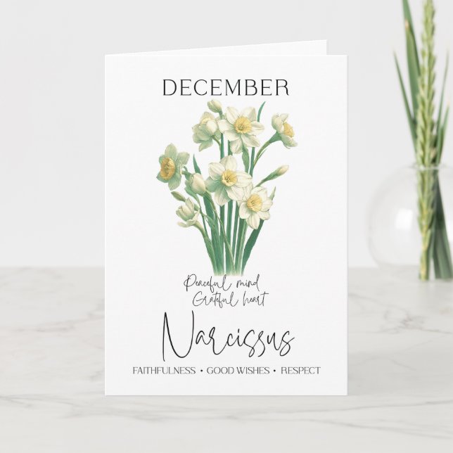 December Birthday Birth Month Flower Narcissus Kort (Framsida)