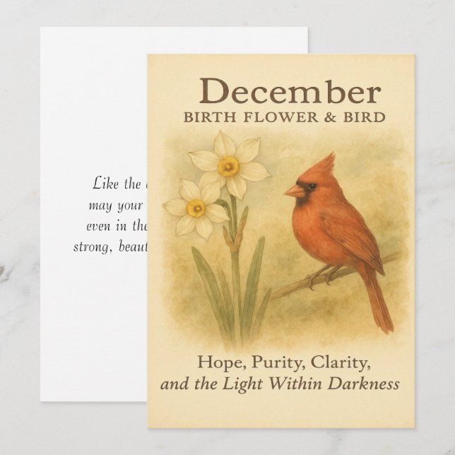 December Birthday Christian Cardinal Bible Verse I (Fram/baksida)