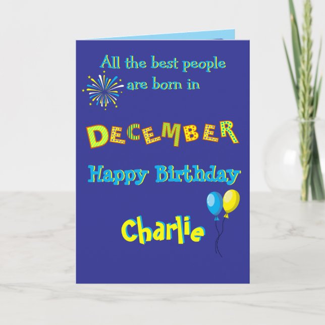 December Birthday Folded Greeting Card Kort (Framsida)