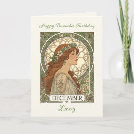 December Birthday Narcissus Art Nouveau Style Kort