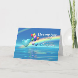 December Birthday Turkvoise Heart Kort