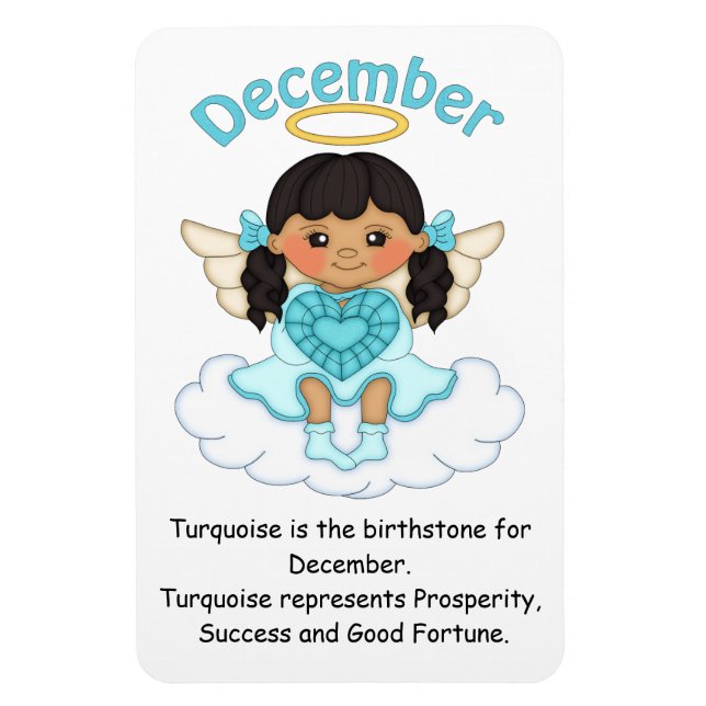 December Birthstone Angel Black Premium Magnet (Vertikal)