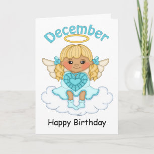 December Birthstone Angel Blonde Birthday Card Kort