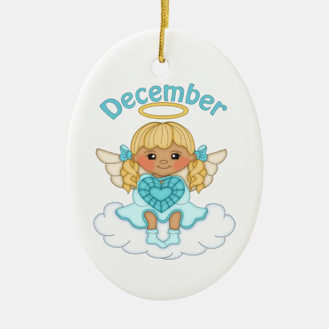 December Birthstone Angel Blonde Julgransprydnad Keramik (Framsidan)