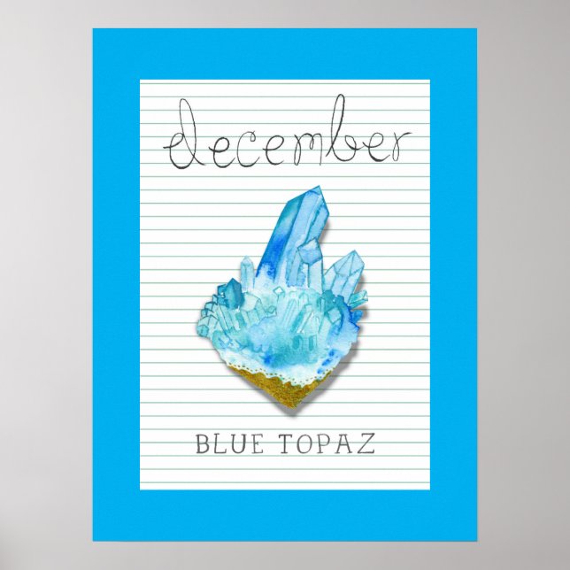 December Birthstone Blue Topaz Artwork Poster (Framsidan)