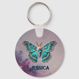 December Birthstone Keychain - Blue Zircon Moth Nyckelring