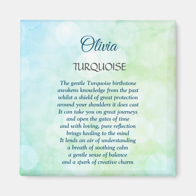 December Birthstone Turcos design Magnet (Framsidan)