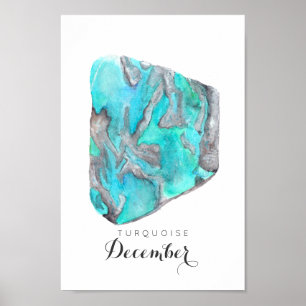 December Birthstone Turcos Watercolor POSTER