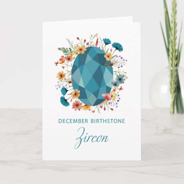 December Birthstone Zircon Birthday Wildblommor Kort (Framsida)