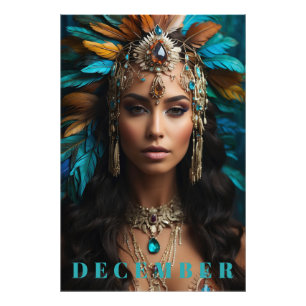 *~* DECEMBER Boho Headdress Turcos Zircon AP53 Fototryck