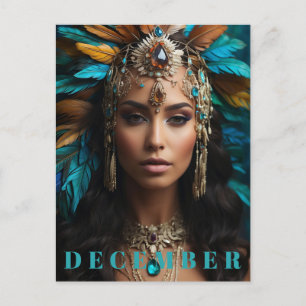 *~* DECEMBER Boho Headdress Turcos Zircon AP53 Vykort