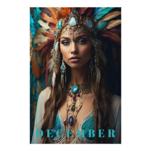 *~* DECEMBER Boho Headdress Zircon Turkvoise AP53 Fototryck