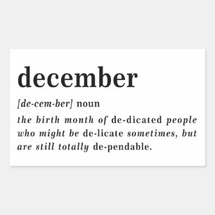 December Definition Födelsedag Rektangulärt Klistermärke