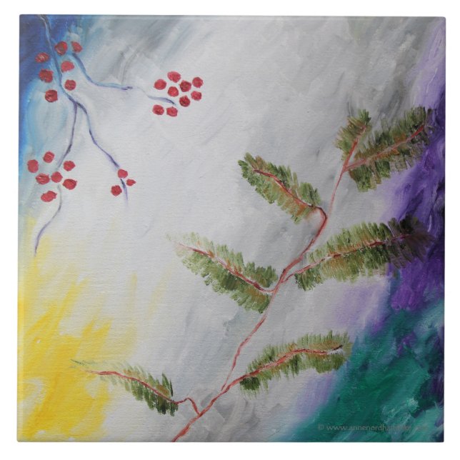 December eftermiddagmålning kakelplatta (Framsidan)